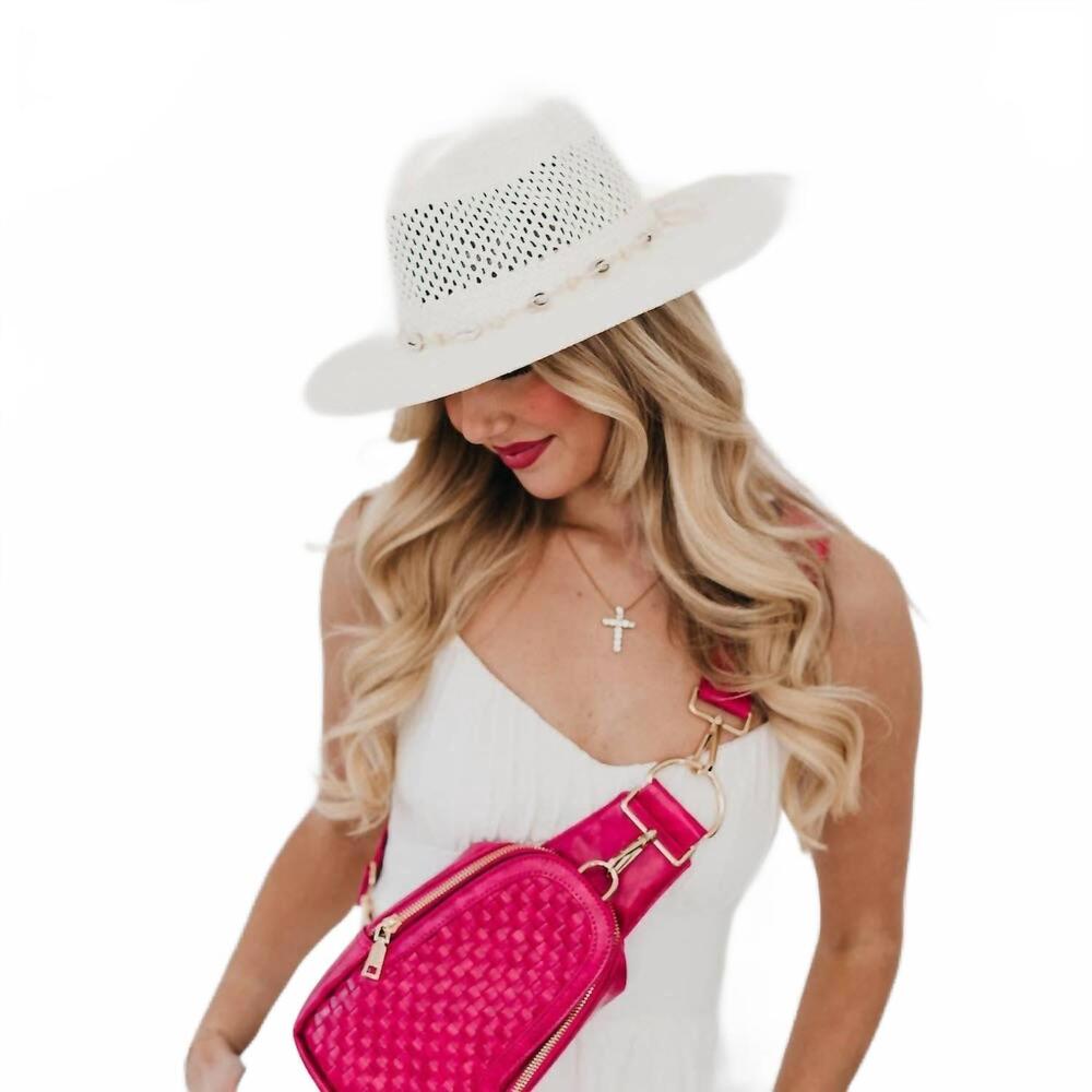 NEW PRETTY SIMPLE women's shell beach western sun hat in white